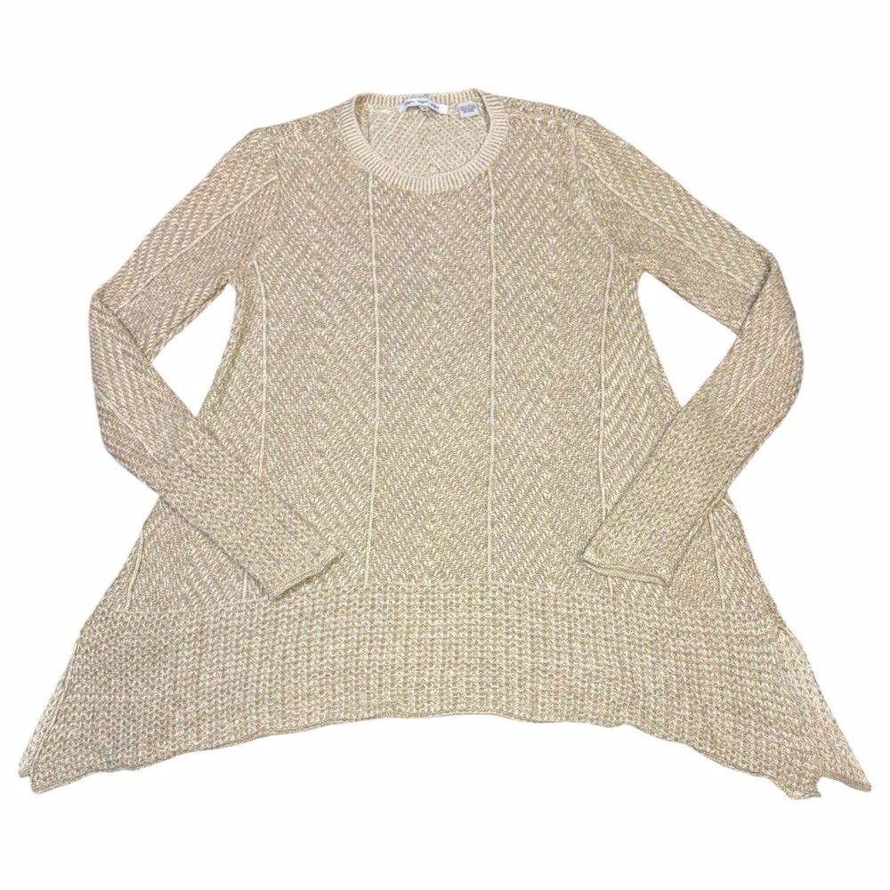 eight eight eight Womens Knit 100% Cotton Beige Crewneck Sweater Small